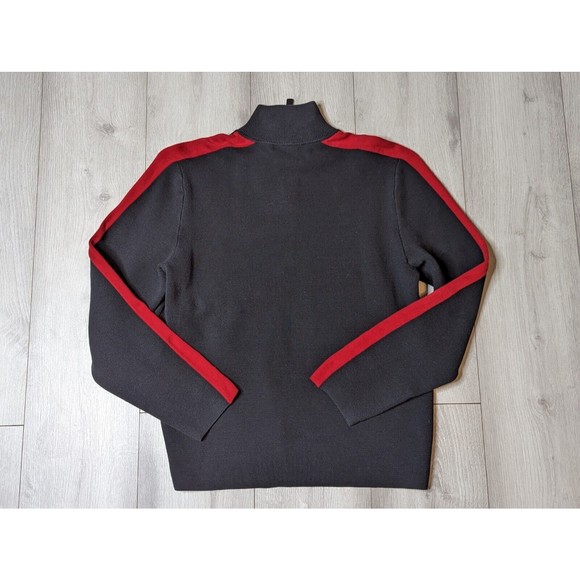 Polo Ralph Lauren Mens Black/Red Cotton 1/4 Zip Mock Neck Long Sleeve Sweater M - Picture 6 of 9